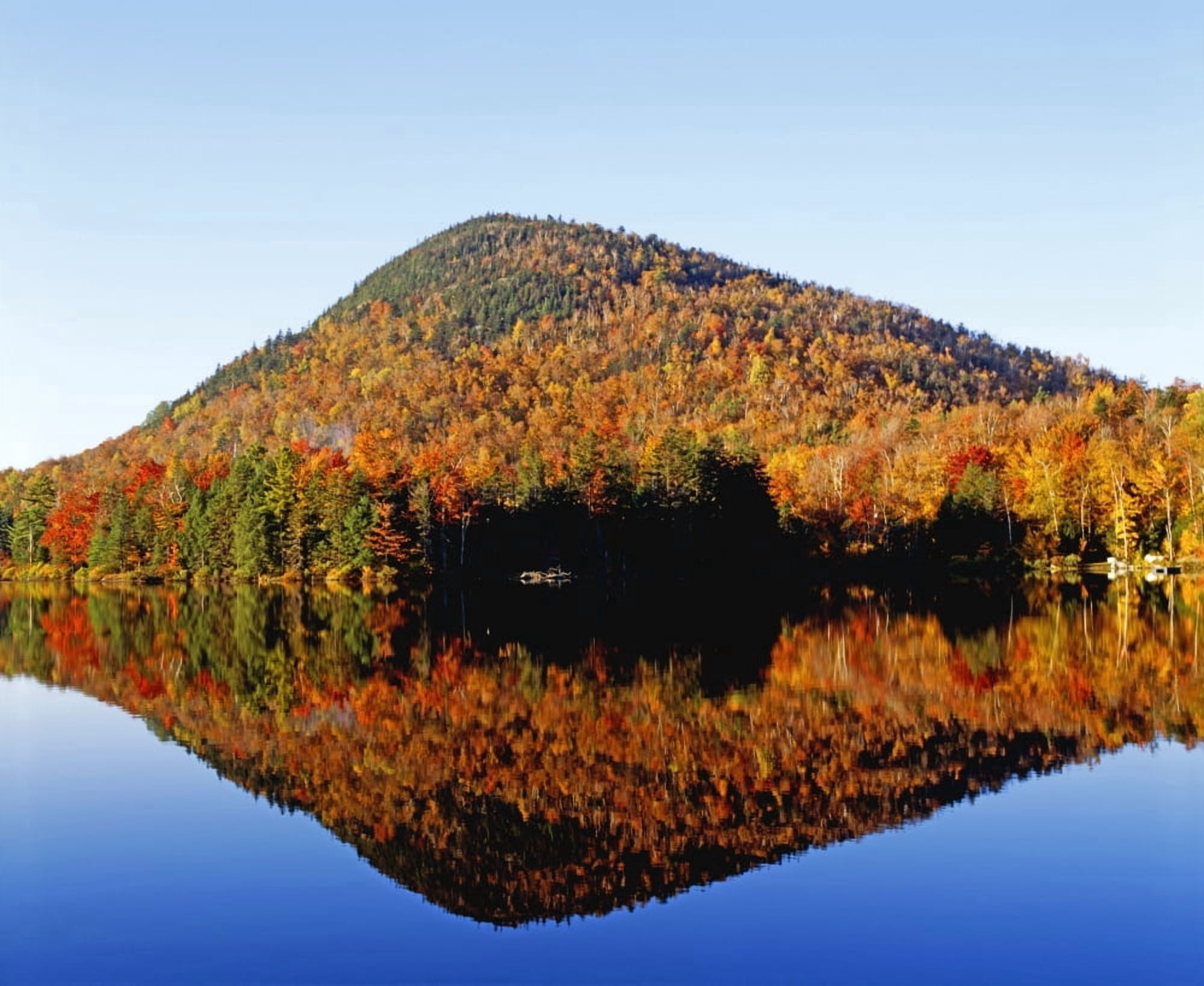 Autumn Colours Reflected In Water Eastern Townships Quebec Canada Canvas Art - David Chapman Design Pics (32 x 26)