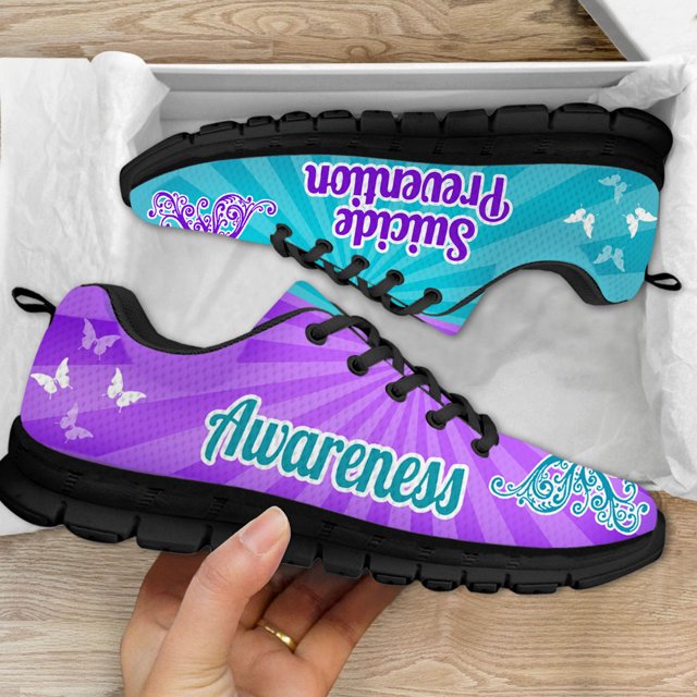 Autumn Comfort Sneakers Autism Awareness Aids Butterflies Design