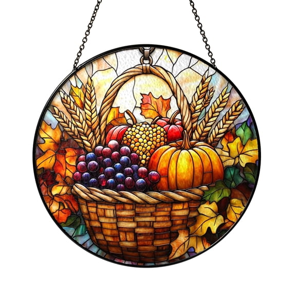 Autumn Corn and Fruit Stained Glass Style Window Suncatcher1701