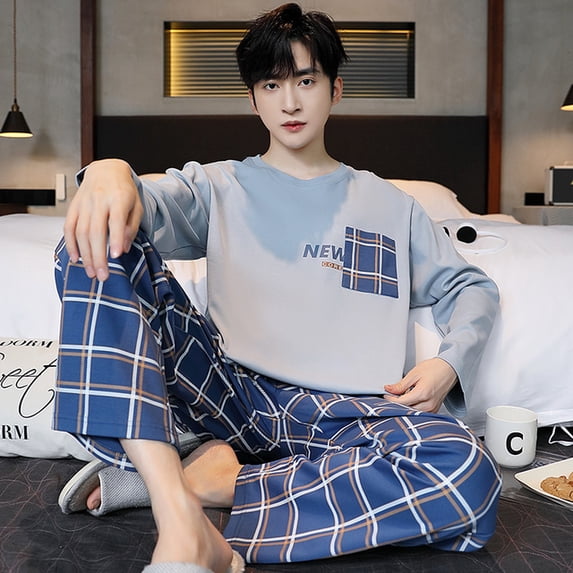 Autumn Cotton Pijama for Men Plus Size 3XL Lounge Pyjamas Set Male 2 Pieces Set Sleepwear Sleeping Top Pant Home Suit 2022