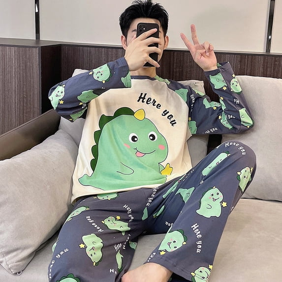 Autumn Cotton Pijama for Men Plus Size 3XL Lounge Pyjamas Set Male 2 Pieces Set Sleepwear Sleeping Top Pant Home Suit 2022