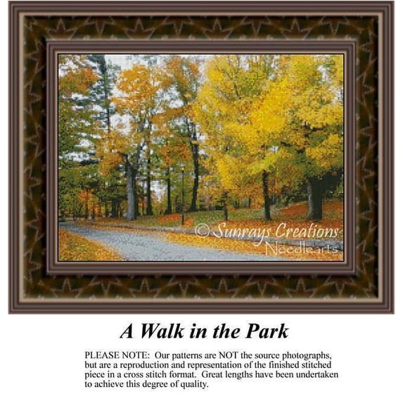 Autumn Counted Cross Stitch Pattern | A Walk in the Park (Pattern Only, You Provide The Floss and Fabric)
