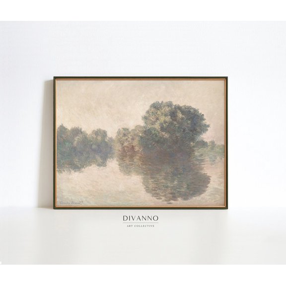 Autumn Country Landscape Vintage French Seine Monet Art, UNFRAMED Size 24x24