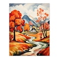 thumbnail image 1 of Autumn Countryside Landscape Watercolour Painting Orange Green Blue River Leading to Country House Village Extra Large XL Wall Art Poster Print, 1 of 5