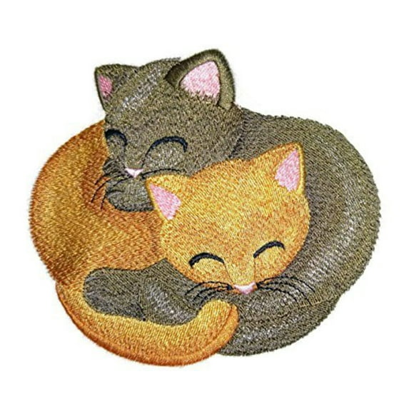 Autumn Cozy Cuddlers - Cats Embroidered Iron on/Sew patch 5.32" X 4.66"