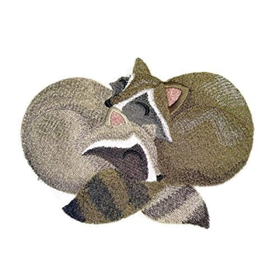 Autumn Cozy Cuddlers - Raccoons Embroidered Iron on/Sew Patch 5.69" X 4.26"