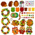 thumbnail image 1 of 9 Piece Autumn Themed DIY Craft Kit for Kids Owl Wreath Making Art Project Educational Childrens Activity Set, 1 of 7