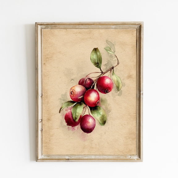 Autumn Cranberries Print Poster Vintage Botanical Wall Art Poster Neutral Wall Decor Poster Minimalistic Botanical Decor Poster E1137, Unframed Poster Size 16x24 F03.1.18l601