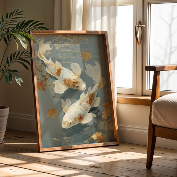 Autumn Current Koi Print Japanese Fish Decor Unframed Paper Print