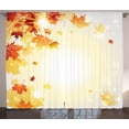 thumbnail image 1 of Ambesonne Autumn Curtains 2 Panel Set, Flying Maple Leaves, 108" x 63", Pale Mustard Dark Orange, 1 of 3
