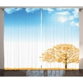 thumbnail image 1 of Ambesonne Autumn Curtains 2 Panel Set, Pastoral Maple Tree, 108" x 96", Orange Blue and White, 1 of 3