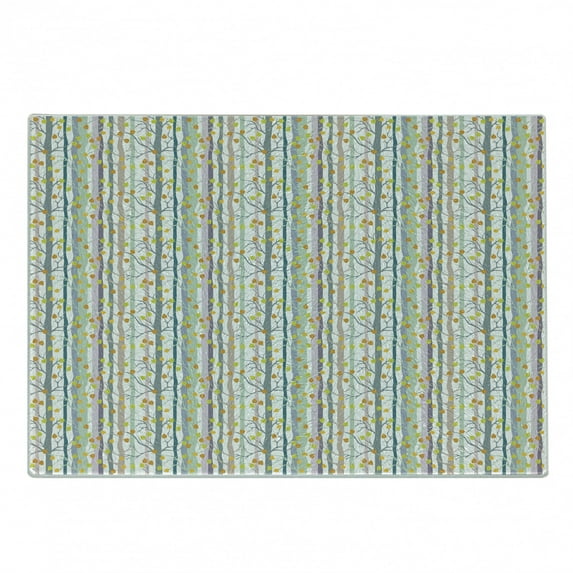 Autumn Cutting Board, Yellow Leaves Pastel Tree Branches Abstract Seasonal Art Printed Illustration, Decorative Tempered Glass Cutting and Serving Board, in 3 Sizes, by Ambesonne