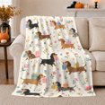 thumbnail image 1 of Autumn Dachshund Garden Gifts, Playful Pet Portrait Pattern, Warm Flannel Blanket for Living Room and Bedroom, Dog Lovers Thanksgiving Gift, Pet Lover Home Decor, 1 of 9
