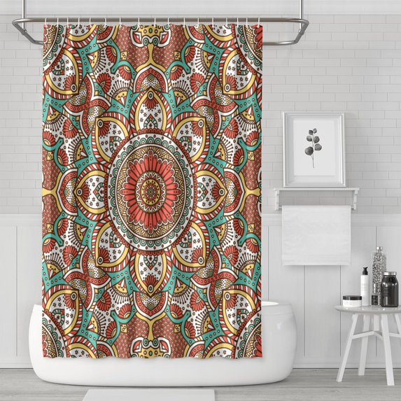 Autumn Daisy Floral Curtain 72x72, Quick-Drying Polyester with Plastic Hooks, Vintage Boho Wildflower Pattern for Bathroom Decor