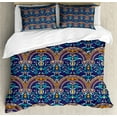 thumbnail image 1 of Autumn Damask Duvet Cover Set, Baroque Style Floral Theme Motifs Ornamented Illustration, Decorative 3 Piece Bedding Set with 2 Pillow Shams, King Size, Dark Lavender and Multicolor, by Ambesonne, 1 of 3