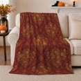 thumbnail image 1 of Autumn Damask Floral Sofa, Festive autumn celebration Scene, Warm Flannel Blanket for Living Room and Family Room with Detailed Artwork, Art Lovers autumn celebration Gift, Festive Home Decor, 1 of 9