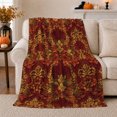 thumbnail image 1 of Autumn Damask Leaf Bow Motif, Cozy Artistic Scene, Warm Flannel Blanket for Home Library and Reading Nook with Detailed Artwork, Art Lovers Thanksgiving Gift, Artistic Home Decor, 1 of 9