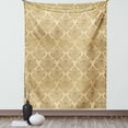 thumbnail image 1 of Autumn Damask Tapestry, Rococo Oriental Style Floral Motifs Designed in Repeated Pattern Image, Wall Hanging for Bedroom Living Room Dorm Decor, 60W X 80L Inches, Ecru and Camel, by Ambesonne, 1 of 5