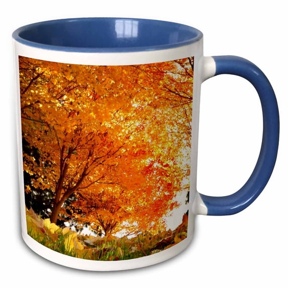 3drose, Autumn Day, 15oz Two-tone Blue Mug