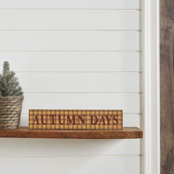 VHC Brands Autumn Days Burgundy on Mustard Base MDF Sign 3x14, Holiday Decoration for Tabletop, Table Decor for Fall