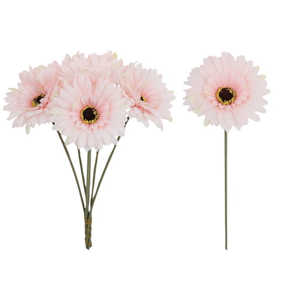 Autumn Decoration 6pcs Flower Wedding Bouquets Gerbera Simulated European Style Immortal Flowers Style Home Hotel Decoration Flowers (Light pink)