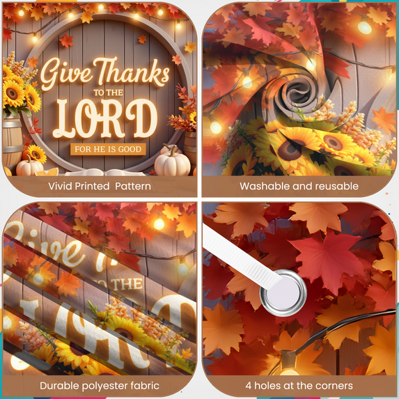 Autumn Decoration Thanksgiving Banner Rustic Design Religious Thanksgiving for Celebration Gathering Indoor Decoration