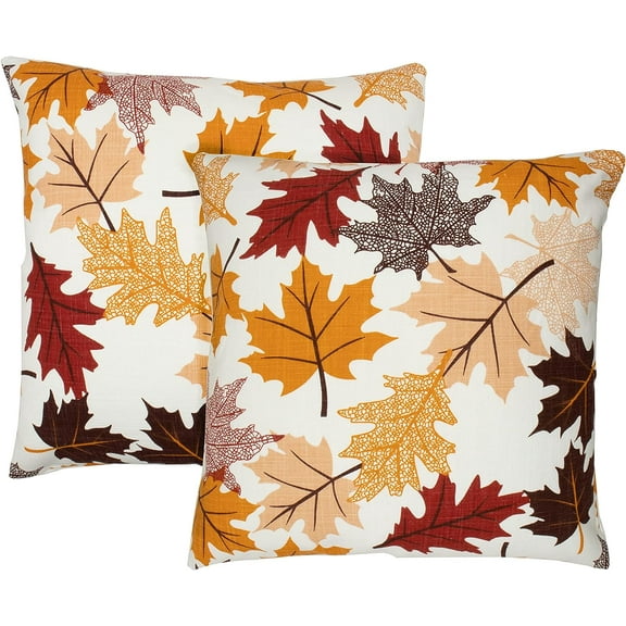Autumn Decorations Fall Porch Outdoor Throw Pillow Covers Décor Maple Leaves Farmhouse Cushion Cases 18 x 18 Inch Set of 2 for Home Couch Sofa Patio Bench - Maple Leaves