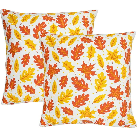 Autumn Decorations Fall Porch Outdoor Throw Pillow Covers Décor Maple Leaves Farmhouse Cushion Cases 18 x 18 Inch Set of 2 for Home Couch Sofa Patio Bench - Vibrant Autumn Leaves