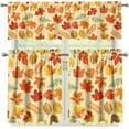 thumbnail image 1 of Autumn Decorations Kitchen Curtains and Valances Set Rod Pocket Tier Curtains 3-Piece House Decor Curtains for Living Room Bedroom Bathroom, Fallen Leaves Print, 1 of 5