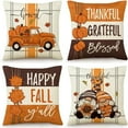 thumbnail image 1 of Autumn Decorations Pumpkin Pillow Covers Set of 4 Fall Decor Grateful Thanksgiving Throw Pillow Covers Cushion Cover 18 X 18, 1 of 6