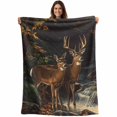 thumbnail image 1 of Autumn Deer Blanket Soft Cozy Warm Throw Blanket for Couch, Plush Fuzzy Flannel Fleece Blankets for Sofa, Forest River Elk Vintage Bed Blankets Lightweight Gifts for Women, 50"x80", 1 of 9