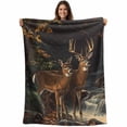 thumbnail image 1 of Autumn Deer Blanket Soft Cozy Warm Throw Blanket for Couch, Plush Fuzzy Flannel Fleece Blankets for Sofa, Forest River Elk Vintage Bed Blankets Lightweight Gifts for Women, 50"x60", 1 of 9