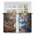 thumbnail image 1 of Autumn Deer Kitchen Curtains, Farmhouse Elk River Light Filtering Window Curtain Panels, 2Pcs Rod Pocket Window Treatments Set for RV Dining Room Study Room 42x45 Inches, 1 of 9