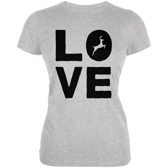 Autumn Deer Love Juniors Soft T Shirt Heather X-LG