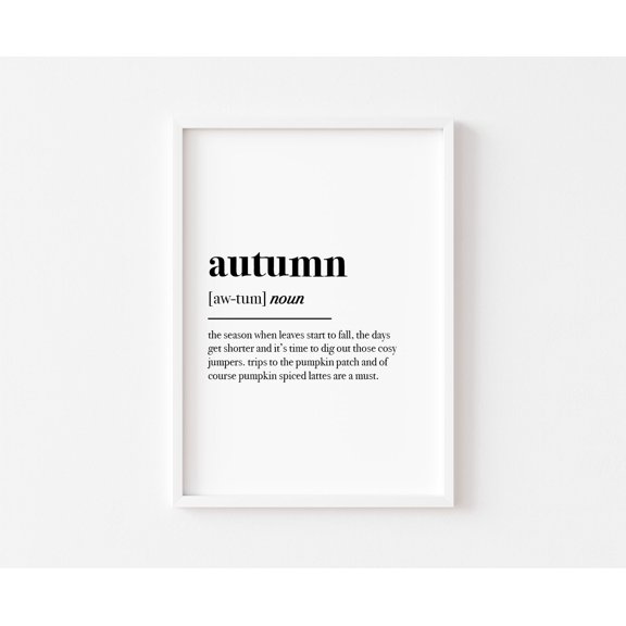Autumn Definition Home Pumpkin Fall Bedroom Decorative Wall Art Poster , Poster Print Only