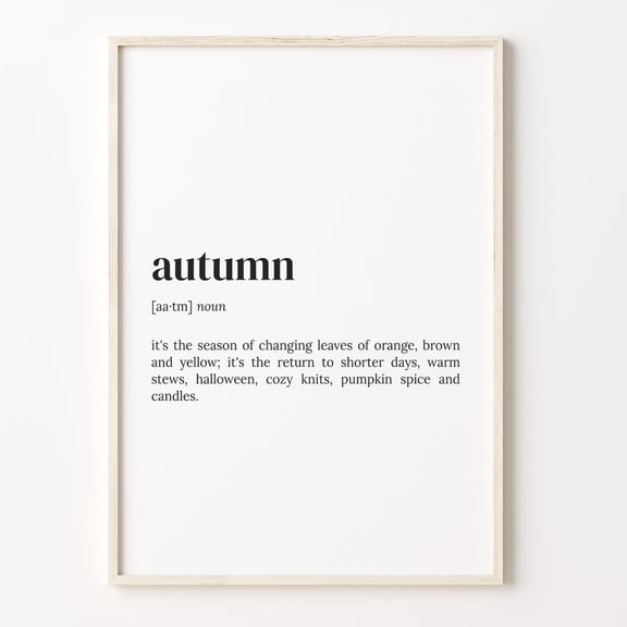 Autumn Definition Minimalist Dictionary Graphic Poster Unframed Paper Print