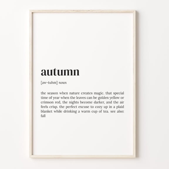 Autumn Definition Minimalist Dictionary Wall Art, Unframed Poster