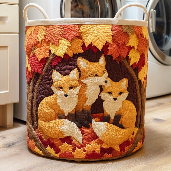 Autumn Den Fox Quilted Laundry Basket