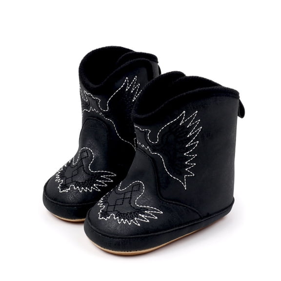 Autumn Denim Rider Boots for 0-12 Months, Fashionable Cartoon Mid-Calf Kids' Shoes, Cowgirl Boots