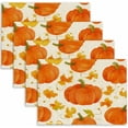 thumbnail image 1 of Autumn Dinner Placemats Set of 4 Orange Pumpkins and Maple Leaves, Fabric Placemats 12x18 Inch for Kitchen Dining Room, 1 of 8