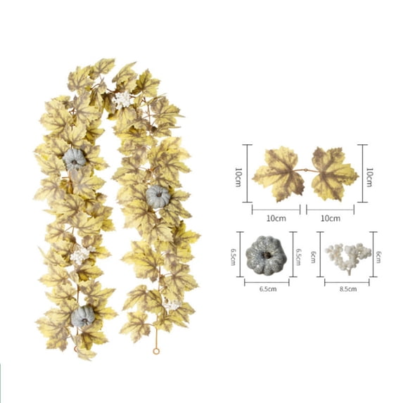 Autumn Display Garland with Maple Leaves, Pumpkins and Berry Accents, Artificial Fall Garland for Store Window, Retail Display, Boutique, Café, Restaurant, Commercial Decoration, 1 PC