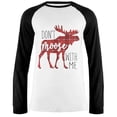 thumbnail image 1 of Autumn Don't Moose with Me Mens Long Sleeve Raglan T Shirt White-Black SM, 1 of 1