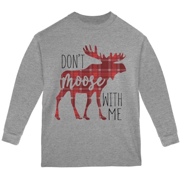 Autumn Don't Moose with Me Youth Long Sleeve T Shirt Storm Grey YMD