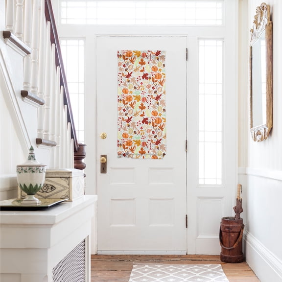 Autumn, Door Curtains for Door Window, French Sidelight Front Back Door Curtains With Tieback, Fall Pumpkins Maple Leaves Cartoon Art Decor Kitchen Rod Pocket Drapes Panel, 25"x40"