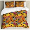 thumbnail image 1 of Autumn Duvet Cover Set, Colorful Various Plantation of Fall Season Drawings Drawn by Hand, Decorative 3 Piece Bedding Set with 2 Pillow Shams, Calking Size, Marigold and Multicolor, by Ambesonne, 1 of 2
