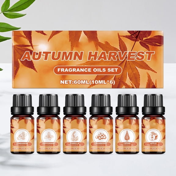 Autumn Essential Oils,6pcs,60ml Autumn Aroma Oil Set,Warm Home Atmospheress Fresh Fragrancess Mild Aroma Oil Set For Diffuser, Candle Making, Scented Oils Gift.