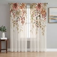 thumbnail image 1 of Autumn Eucalyptus Sheer Curtains 84 Inch Length 2 Panels Set, Vintage Floral Leaves Rustic Plants Voile Window Treatment Rod Pocket Curtains Sheers Drapes for Bedroom/Living Room/Kitchen 52"x84"x2, 1 of 7