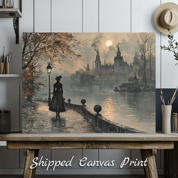 Autumn Evening Cityscape Print Poster Vintage Gothic Decor, Size 8x12 UNFFRAMED F03.1.6l1445