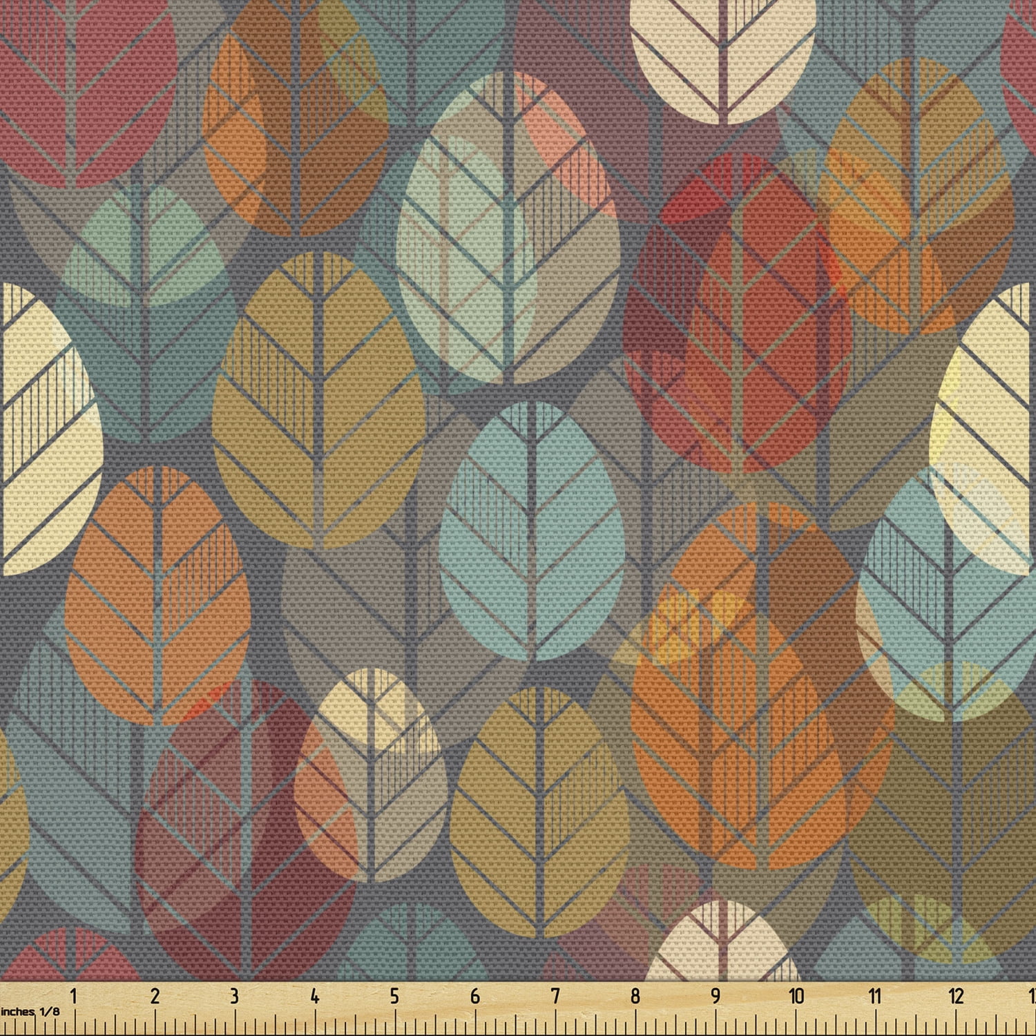 Autumn Multicolor Polyester Canvas Upholstery Fabric, 1 Yard