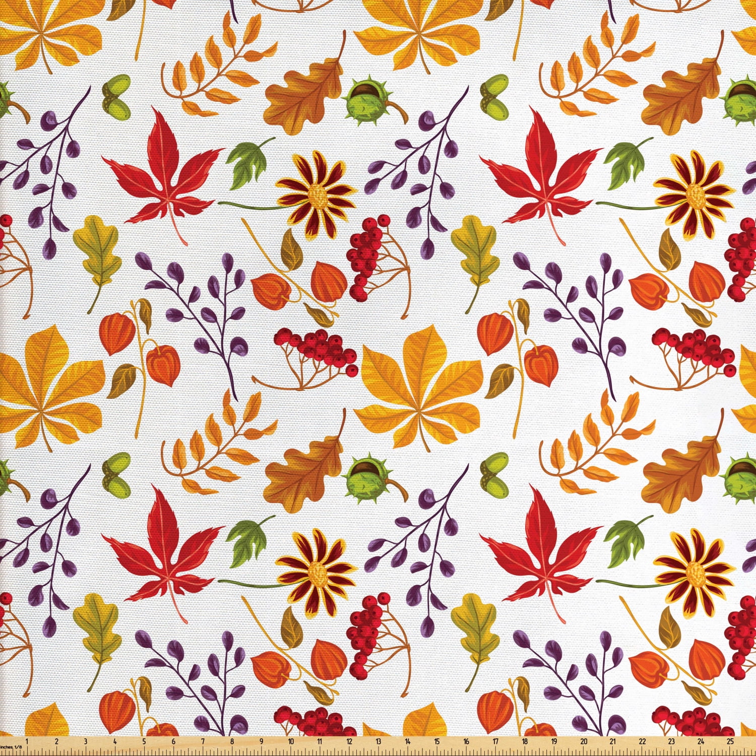 Ambesonne Autumn Fabric by the Yard Upholstery, Leaves Composition Art ...